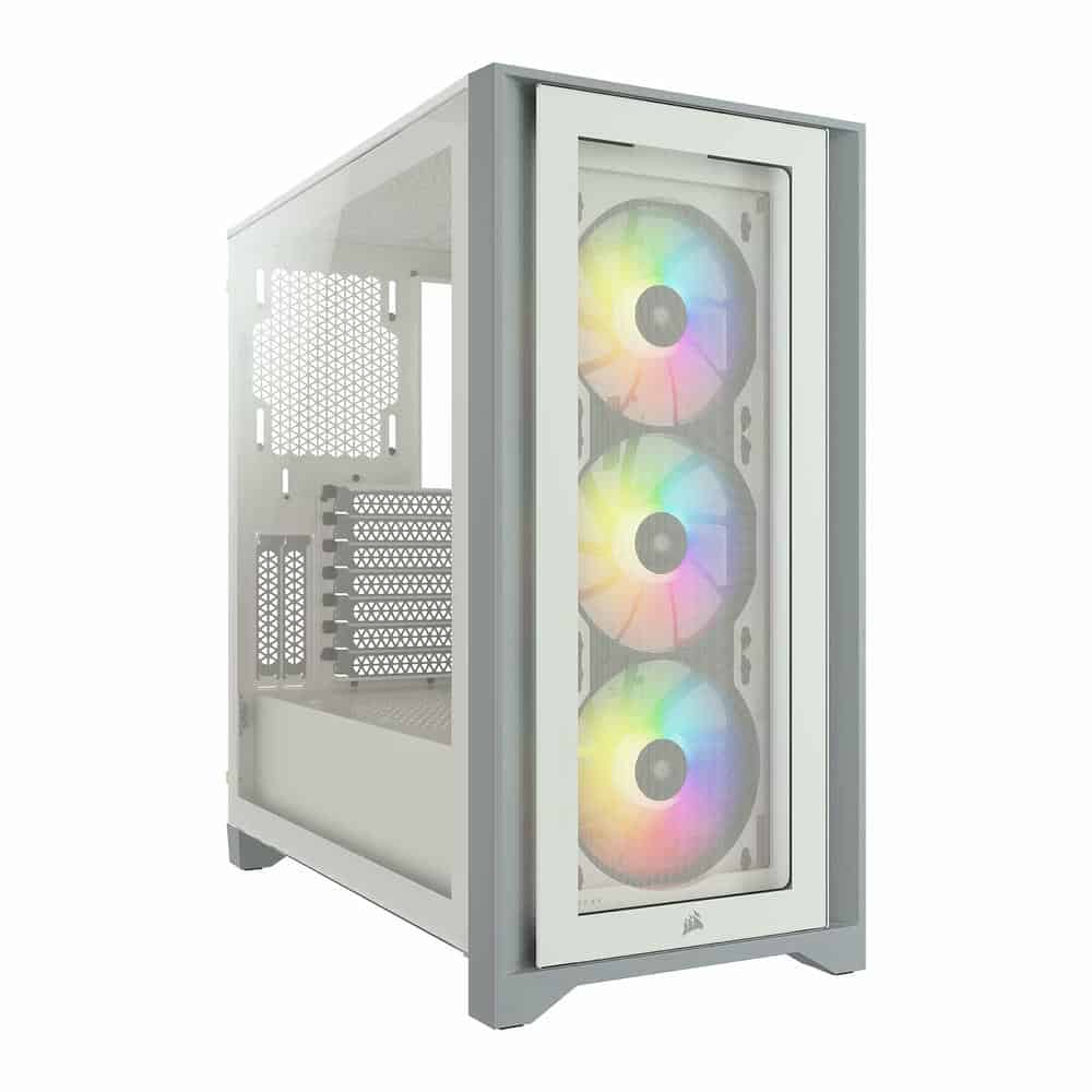 (image for) Corsair White iCue 4000X RGB Mid Tower Windowed PC Case